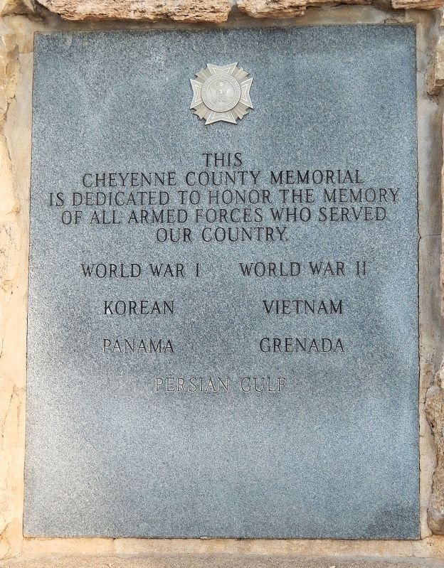 Cheyenne County Veterans Memorial<br>(<i>left tablet</i>). Click for full size. Cheyenne County Veterans Memorial<br>(<i>left tablet</i>) image. Click for full size.