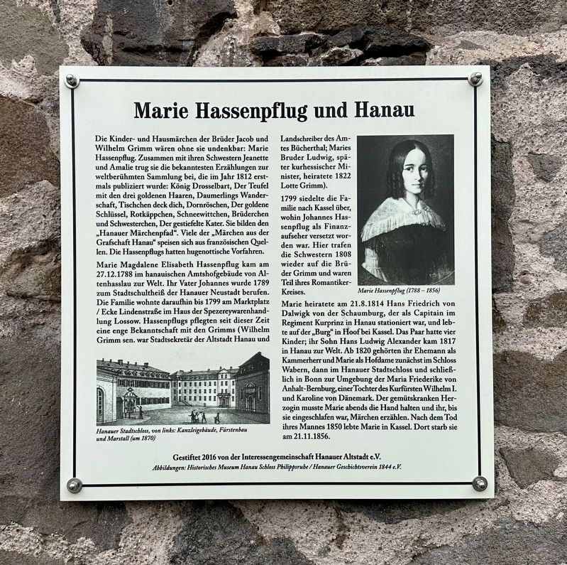 Marie Hassenpflug und Hanau Marker image. Click for full size.
