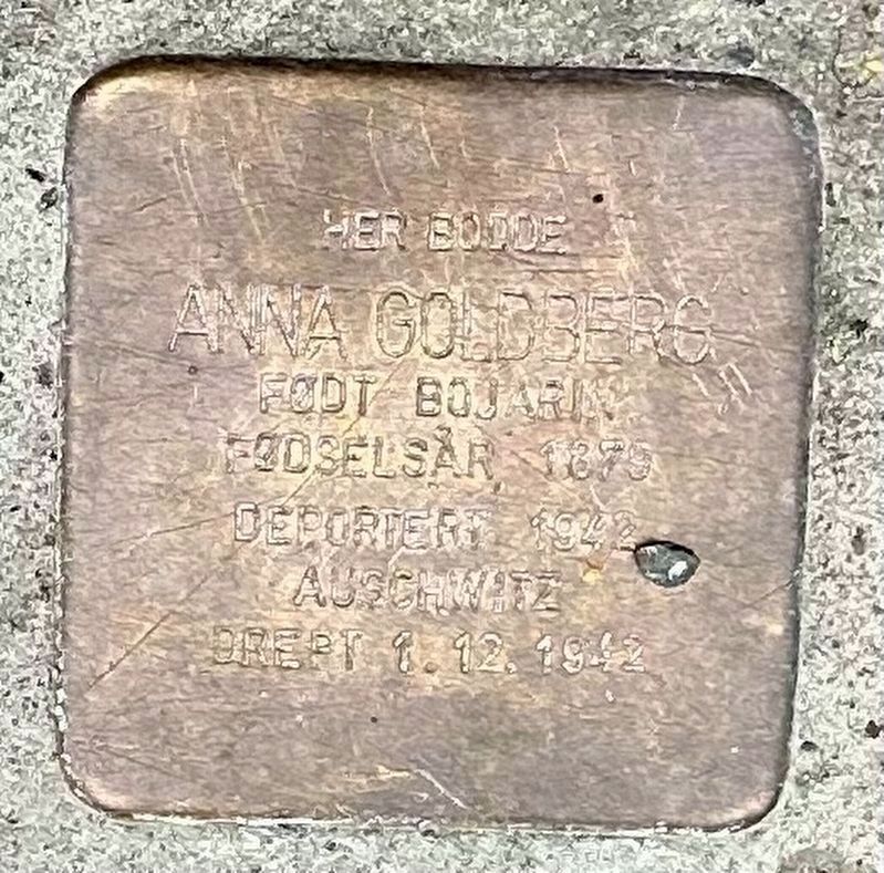 Anna Goldberg stolperstein. Click for full size. Anna Goldberg stolperstein image. Click for full size.