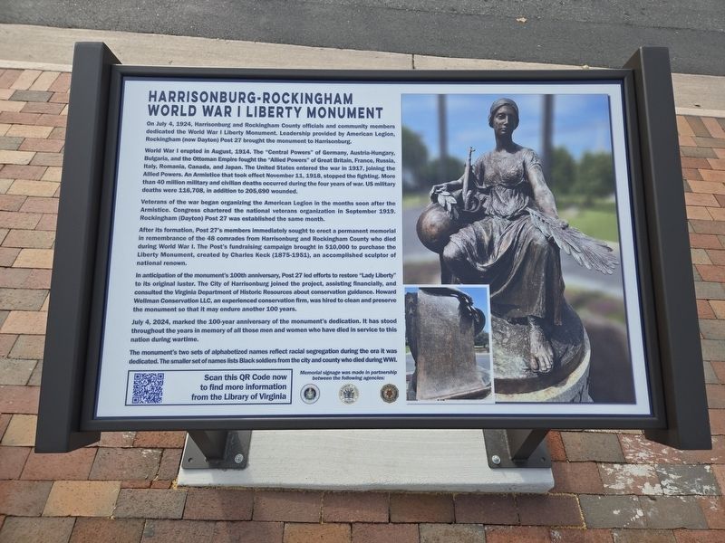 Harrisonburg - Rockingham World War I Liberty Monument Marker. Click for full size. Harrisonburg - Rockingham World War I Liberty Monument Marker image. Click for full size.