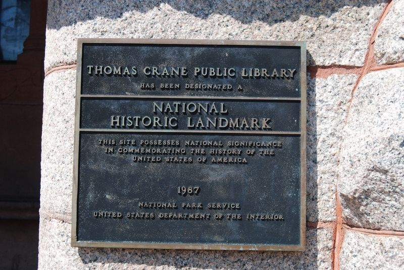 Thomas Crane Public Library Marker. Click for full size. Thomas Crane Public Library Marker image. Click for full size.