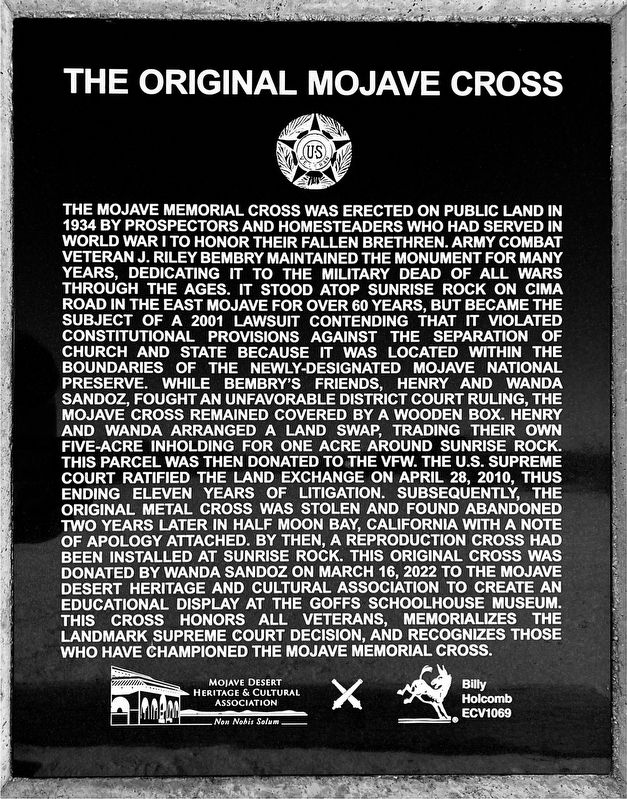 Original Mojave Cross Marker image. Click for full size.