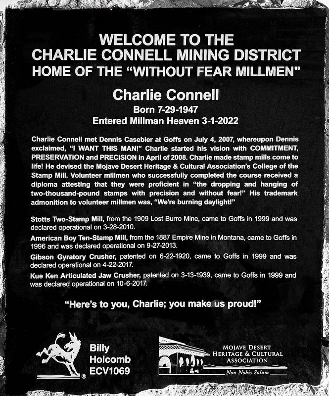 Charlie Connell Mining District Marker image. Click for full size.
