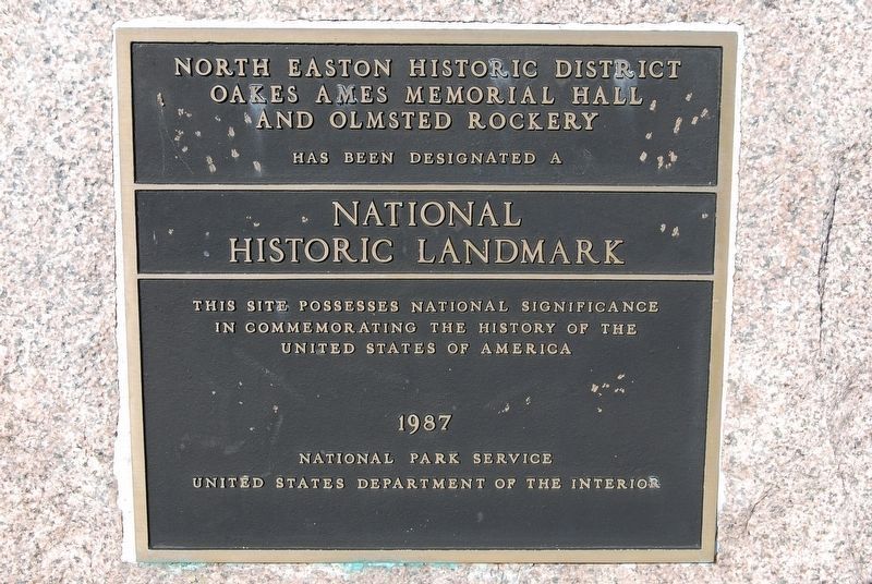 Oakes Ames Memorial Hall and Olmsted Rockery Marker image. Click for full size.