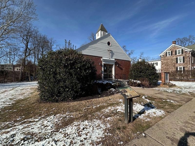 Macedonia Baptist Church Marker - wide view with church image. Click for full size.