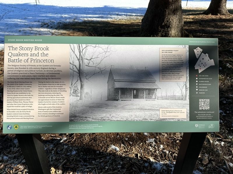 The Stony Brook Quakers and the Battle of Princeton Marker image. Click for full size.