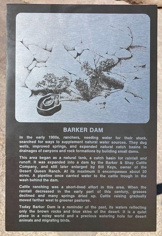 Barker Dam Marker. Click for full size. Barker Dam Marker image. Click for full size.