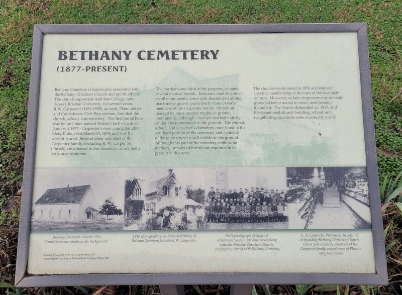 Bethany Cemetery Marker. Click for full size. Bethany Cemetery Marker image. Click for full size.