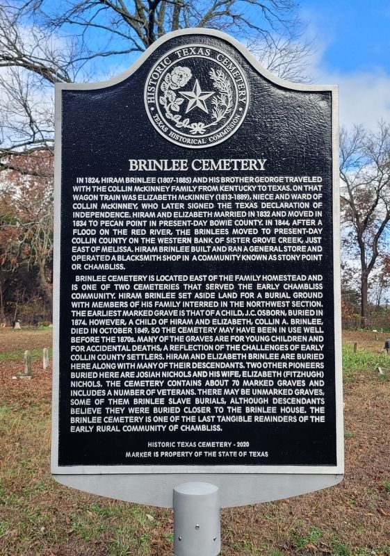 Brinlee Cemetery Marker image. Click for full size.