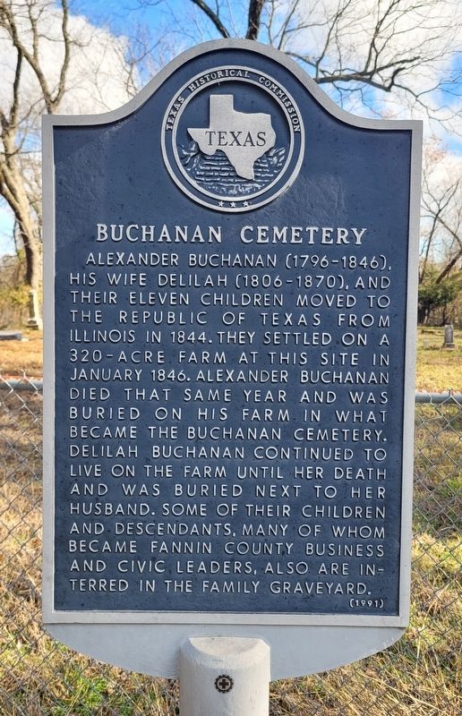 Buchanan Cemetery Marker. Click for full size. Buchanan Cemetery Marker image. Click for full size.