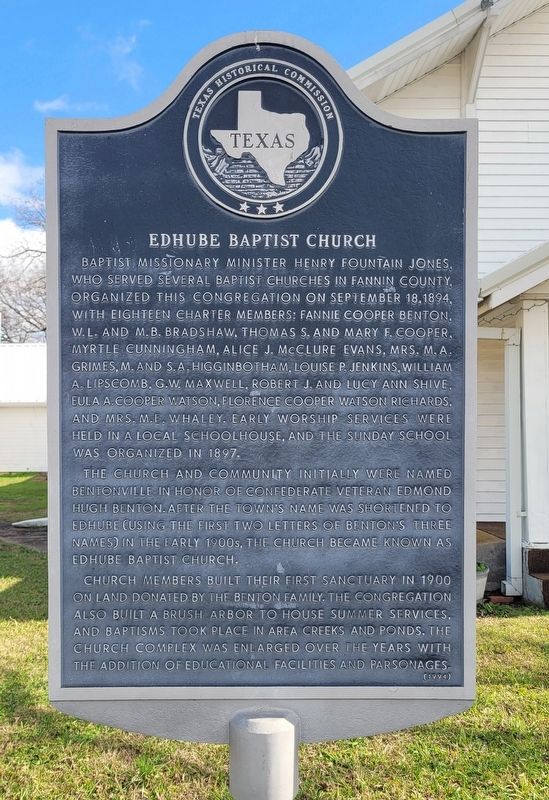 Edhube Baptist Church Marker image. Click for full size.