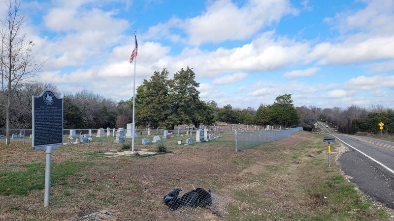 The view of Moore's Chapel Cemetery and Marker from the parking area. Click for full size. The view of Moore's Chapel Cemetery and Marker from the parking area image. Click for full size.