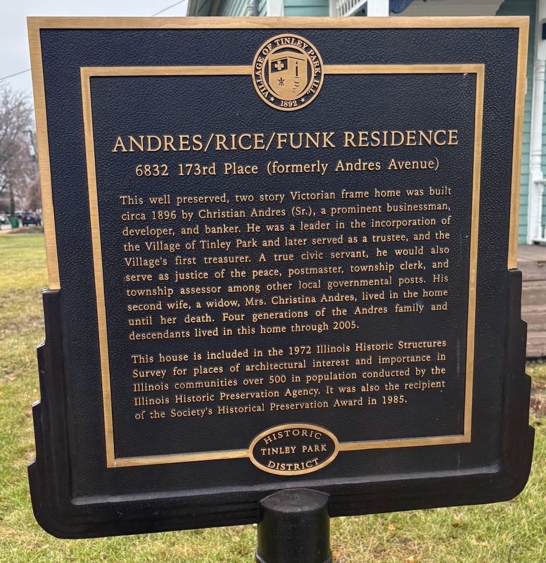 Andres/Rice/Funk Residence Marker. Click for full size. Andres/Rice/Funk Residence Marker image. Click for full size.