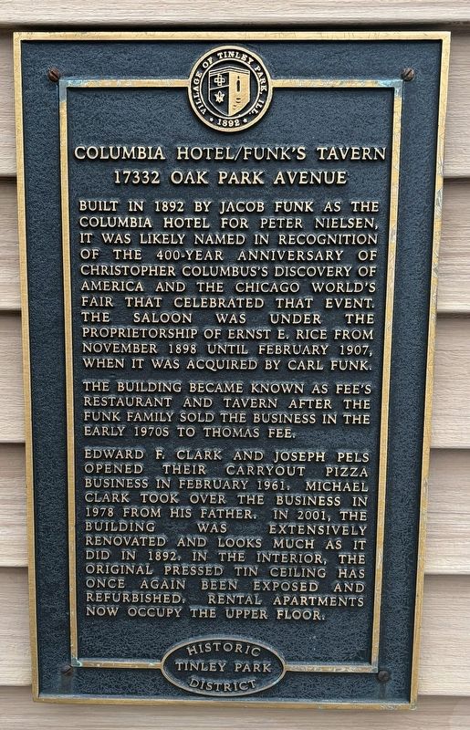 Columbia Hotel/Funk's Tavern Marker image. Click for full size.