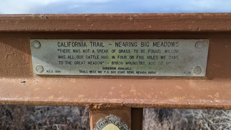 California Trail - Nearing Big Meadows Marker image. Click for full size.
