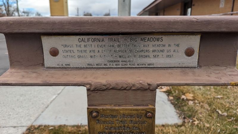 California Trail - Big Meadows / H.R.R. 7 - Big Meadows of Lovelock side of marker. Click for full size. California Trail - Big Meadows / H.R.R. 7 - Big Meadows of Lovelock side of marker image. Click for full size.