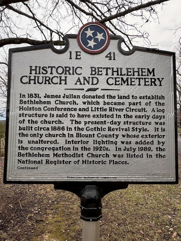 Historic Bethlehem Church and Cemetery marker image. Click for full size.