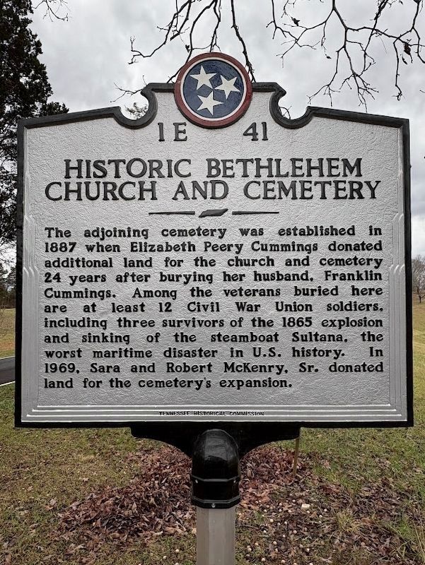 Historic Bethlehem Church and Cemetery marker - Reverse Side image. Click for full size.
