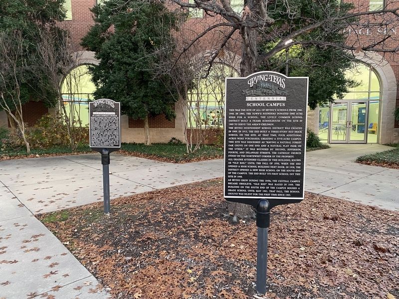 School Campus Marker next to the St. Luke Catholic Church Marker.. Click for full size. School Campus Marker next to the St. Luke Catholic Church Marker. image. Click for full size.