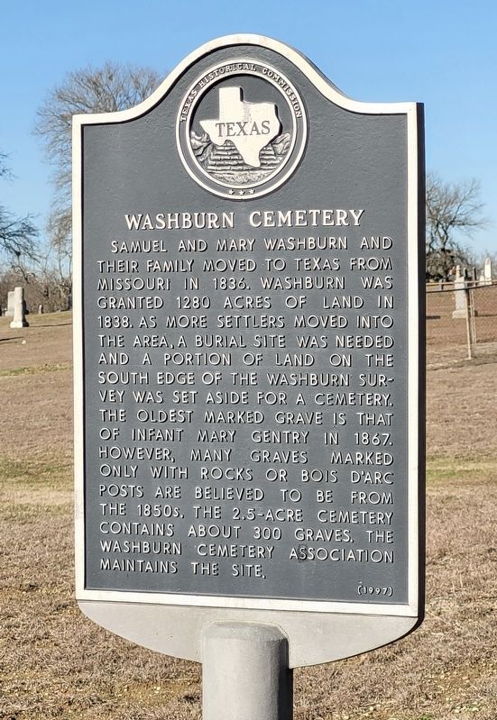 Washburn Cemetery Marker. Click for full size. Washburn Cemetery Marker image. Click for full size.