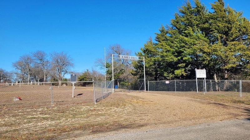 The view of the Washburn Cemetery and Marker from the road. Click for full size. The view of the Washburn Cemetery and Marker from the road image. Click for full size.