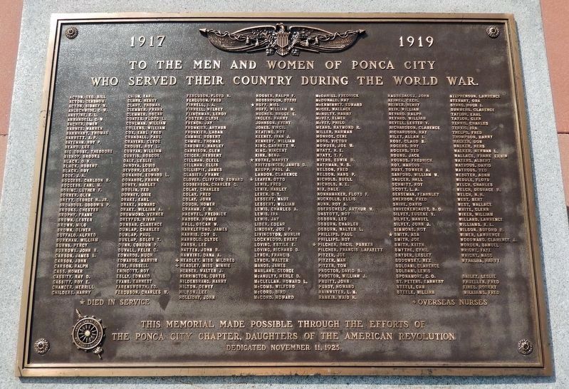 Ponca City World War Memorial image. Click for full size.