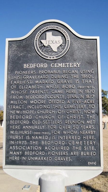 Bedford Cemetery Marker. Click for full size. Bedford Cemetery Marker image. Click for full size.