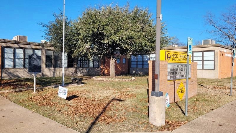 The marker is located at the front entrance to the Fred Douglass School. Click for full size. The marker is located at the front entrance to the Fred Douglass School image. Click for full size.