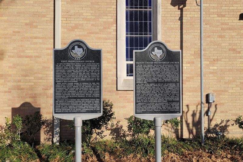 The Trinity United Presbyterian Church Marker is the right marker of the two markers image. Click for full size.