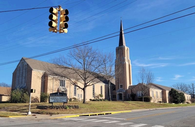 The Covenant Presbyterian Church with the two markers along the church image. Click for full size.