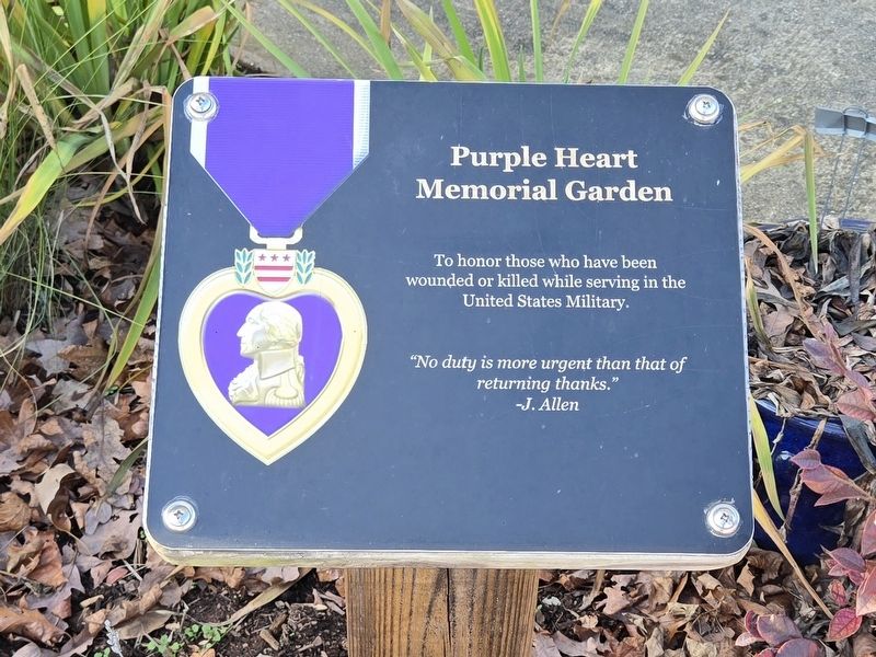Purple Heart Memorial Garden Marker. Click for full size. Purple Heart Memorial Garden Marker image. Click for full size.