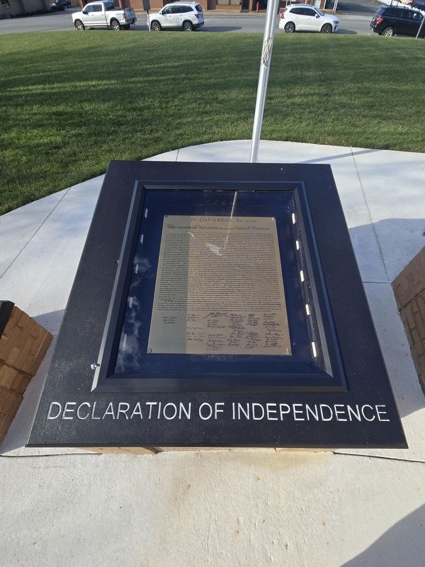 The Charters of Freedom Marker - replica display of the Declaration of Independence image. Click for full size.