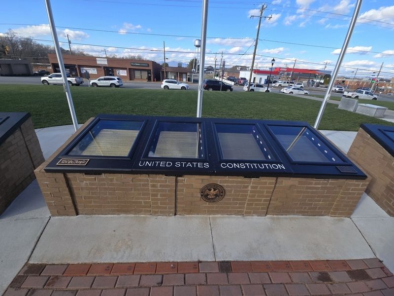 The Charters of Freedom Marker - replica display of the U.S. Constitution image. Click for full size.