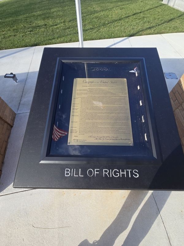 The Charters of Freedom Marker - replica display of the Bill of Rights image. Click for full size.