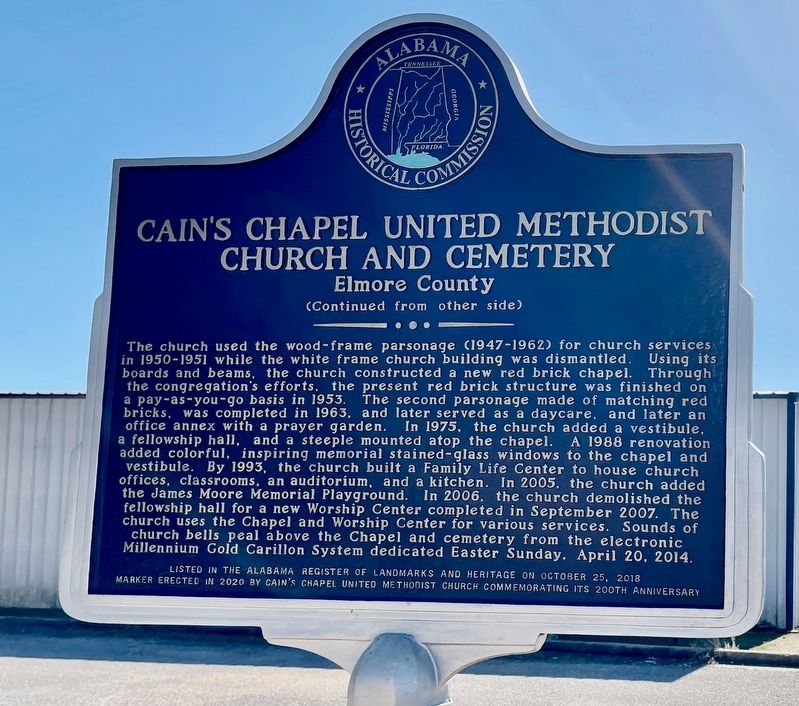 Cain's Chapel United Methodist Church and Cemetery Marker image. Click for full size.