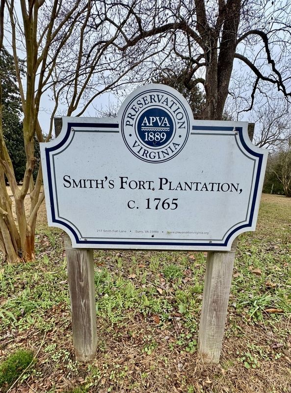 Smith�s Fort Plantation, c. 1765 Sign image. Click for full size.