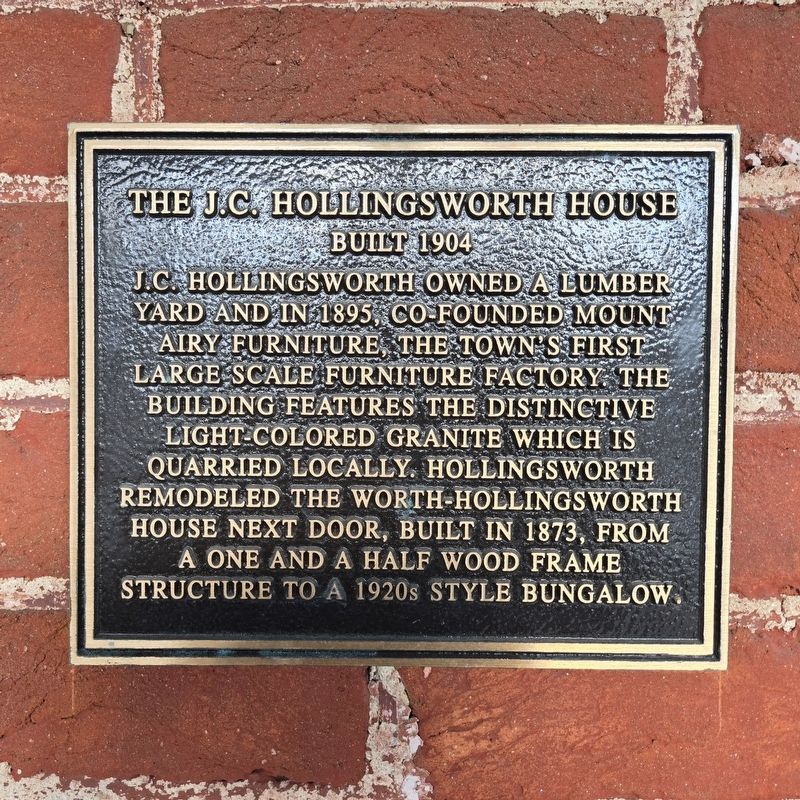 The J. C. Hollingsworth House Marker. Click for full size. The J. C. Hollingsworth House Marker image. Click for full size.