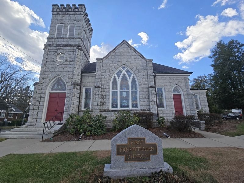 Full view of First Presbyterian Church of Mount Airy on the S. Main Street side. Click for full size. Full view of First Presbyterian Church of Mount Airy on the S. Main Street side image. Click for full size.