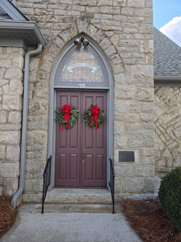 Mount Airy Friends Church Marker to the right of the sanctuary entrance on South Main. Click for full size. Mount Airy Friends Church Marker to the right of the sanctuary entrance on South Main image. Click for full size.
