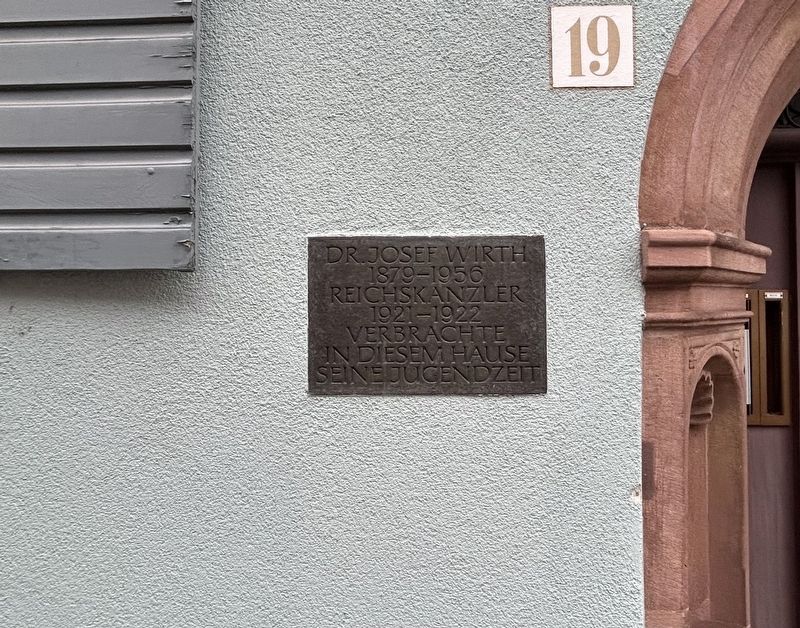 Dr. Josef Wirth Marker. Click for full size. Dr. Josef Wirth Marker image. Click for full size.