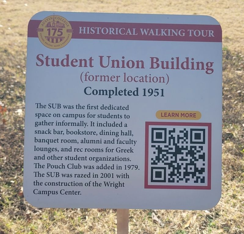 Student Union Building (former location) Marker image. Click for full size.