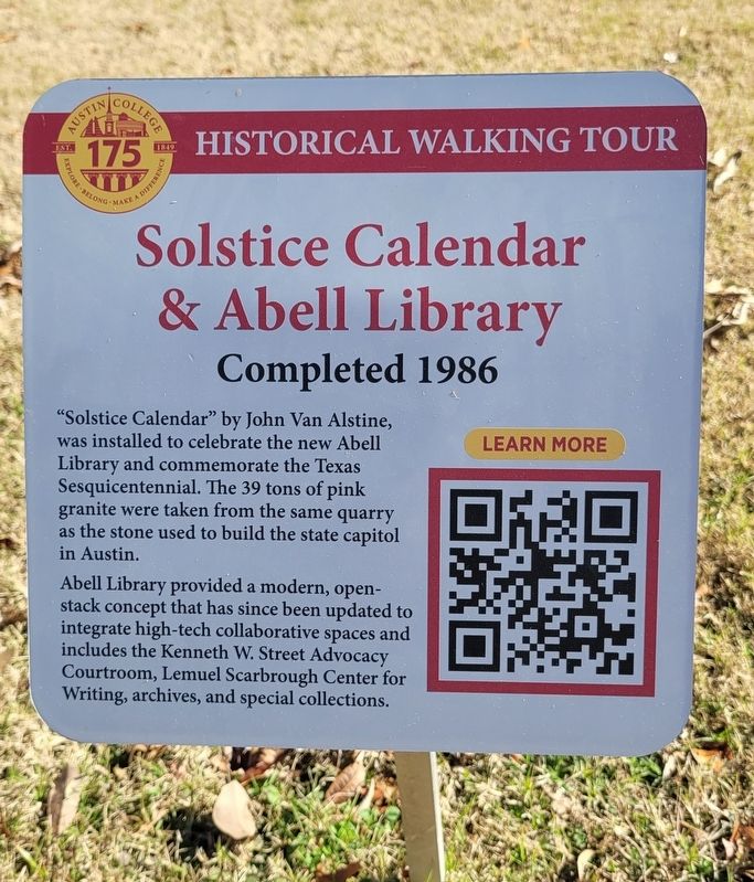 Solstice Calendar & Abell Library Marker. Click for full size. Solstice Calendar & Abell Library Marker image. Click for full size.