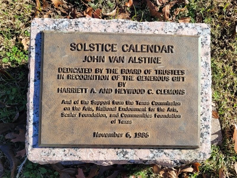 Solstice Calendar Dedication plaque. Click for full size. Solstice Calendar Dedication plaque image. Click for full size.