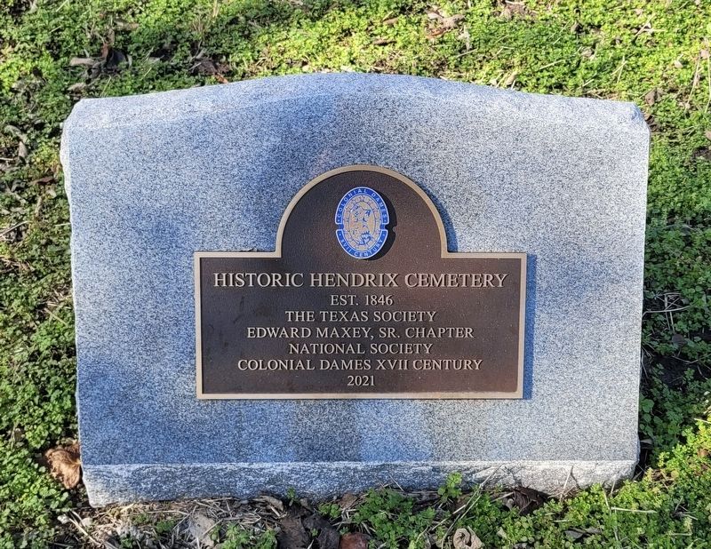 Historic Hendrix Cemetery plaque. Click for full size. Historic Hendrix Cemetery plaque image. Click for full size.