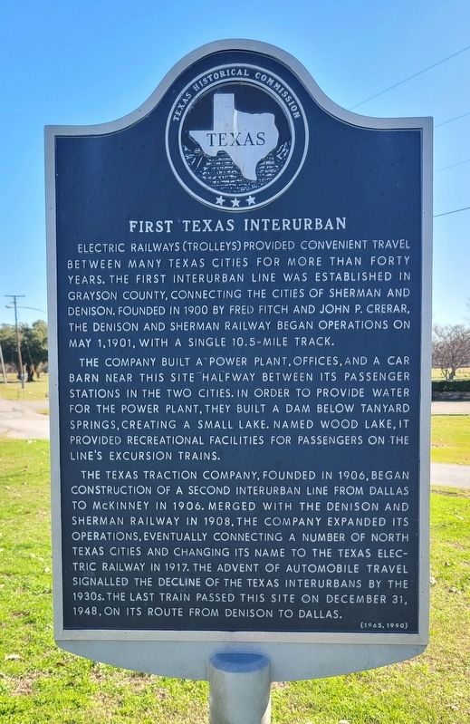 First Texas Interurban Marker. Click for full size. First Texas Interurban Marker image. Click for full size.