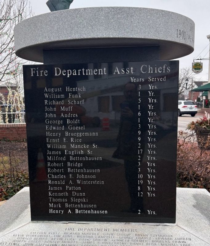 Tinley Park Volunteer Fire Department Memorial: List of assistant fire chiefs. Click for full size. Tinley Park Volunteer Fire Department Memorial: List of assistant fire chiefs image. Click for full size.