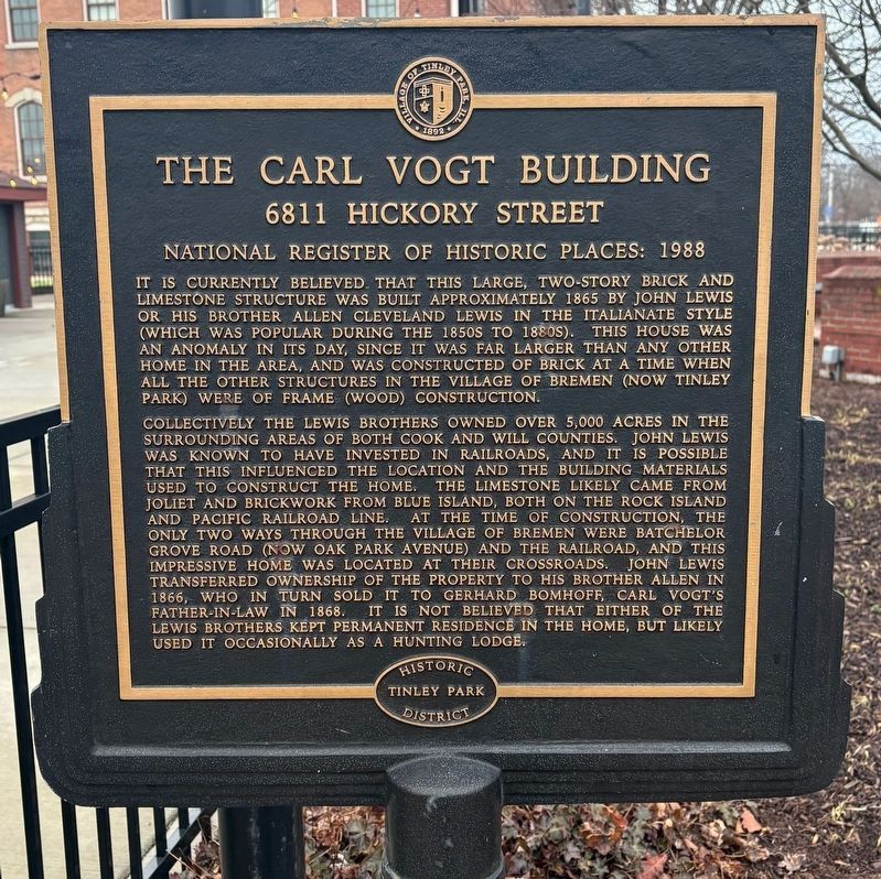 The Carl Vogt Building Marker (front side) image. Click for full size.
