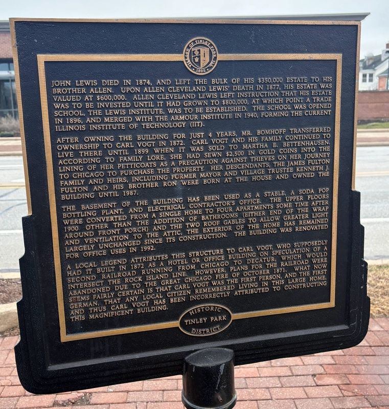 The Carl Vogt Building Marker (rear side) image. Click for full size.