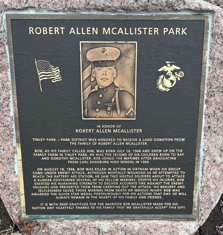 Robert Allen McAllister Park Marker. Click for full size. Robert Allen McAllister Park Marker image. Click for full size.