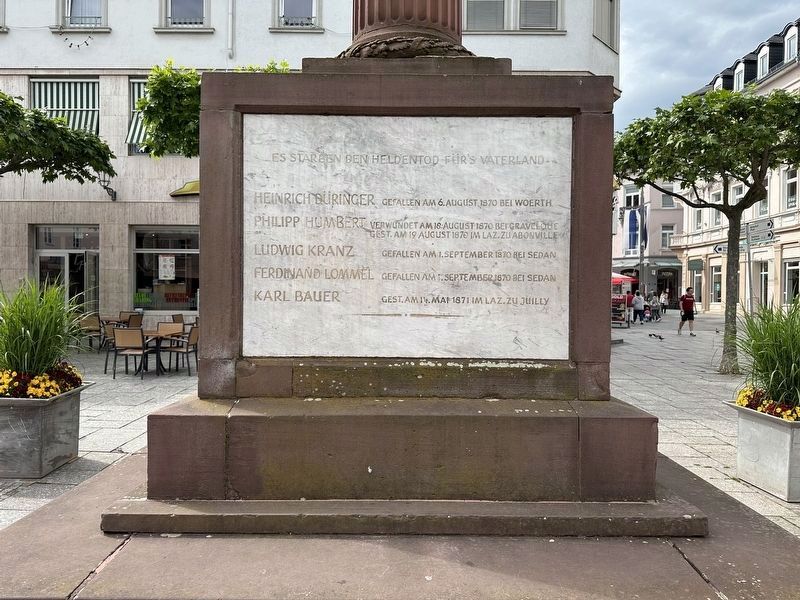 Bad Homburg Franco-Prussian War Memorial - names image. Click for full size.